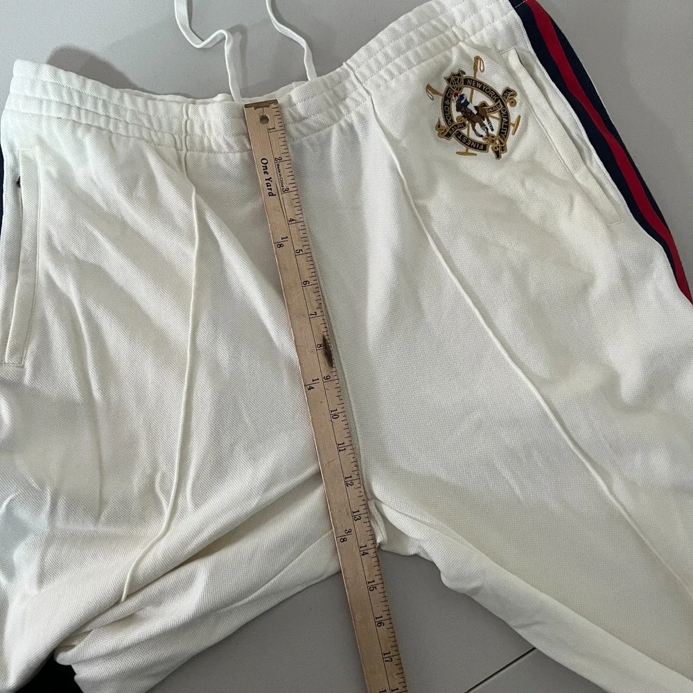 Polo Ralph Lauren Sweatpants Mens Large Beige White Crest Big Pony‎ Wide Leg